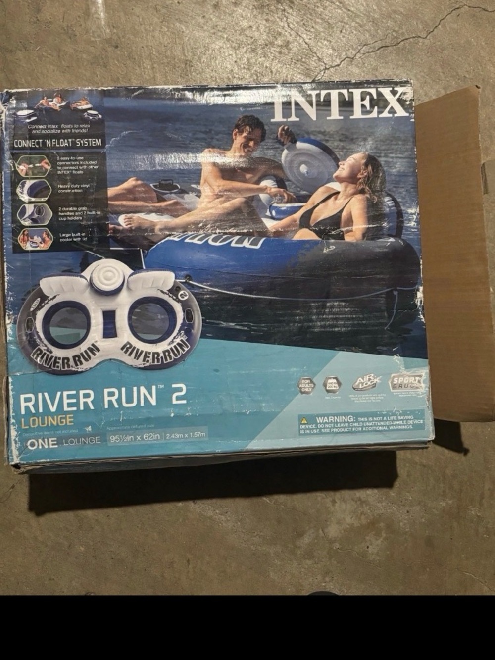 NEW SEALED Intex River Run II 2-Person Water Tube Float with Cooler